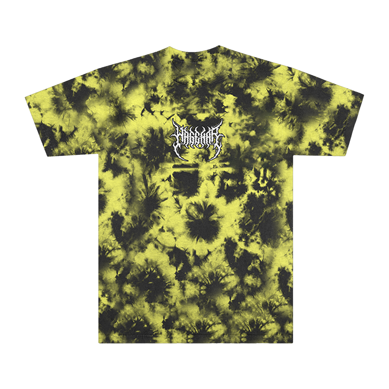 yellow and black tie dye shirt